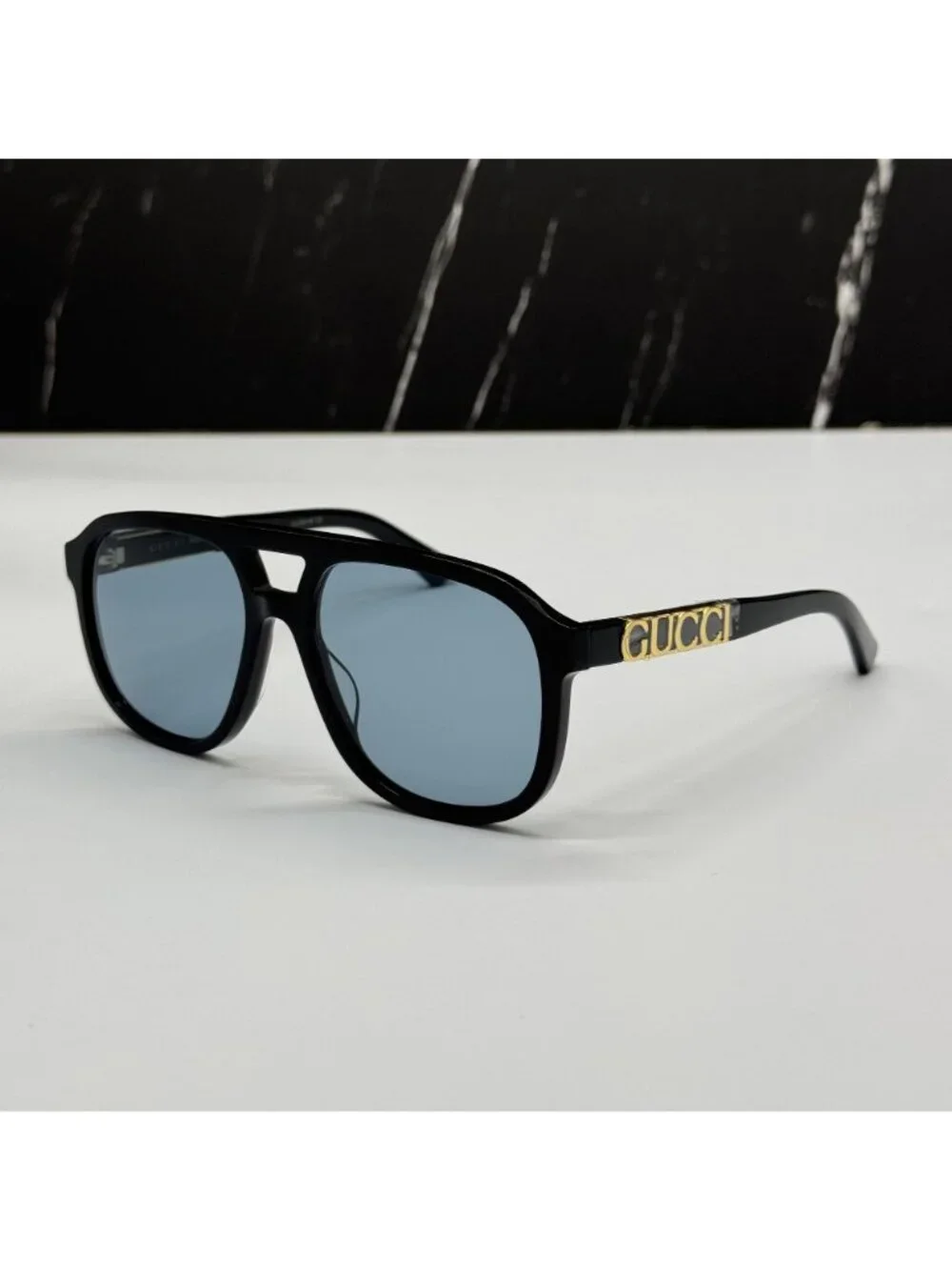 New Gucci GG1188S 004 Black Blue Unisex Aviator Sunglasses